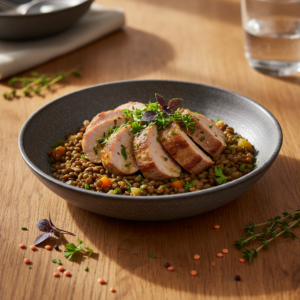 Filet mignon de porc aux lentilles