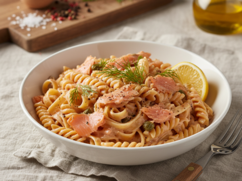 Recette Pâtes au saumon fumé au Cookeo - Plat principal Italienne - Photo du plat prêt à déguster