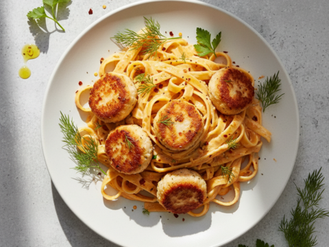 Recette Pâtes aux boulettes de saumon au Cookeo - Plat principal Française - Photo du plat prêt à déguster