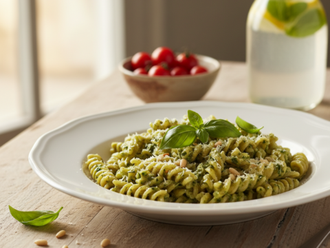 Recette Pâtes crème basilic au Cookeo - Plat principal Italienne - Photo du plat prêt à déguster