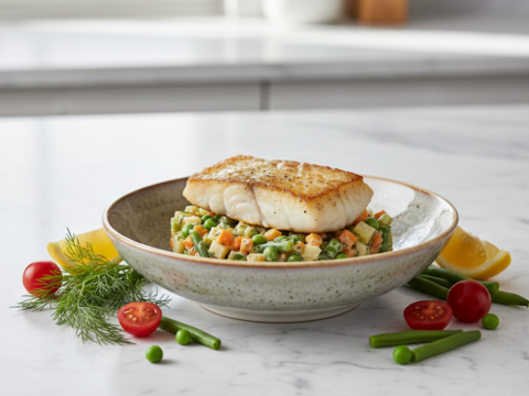 Recette Pavé de colin et macédoine au Cookeo - Plat principal Française - Photo du plat prêt à déguster