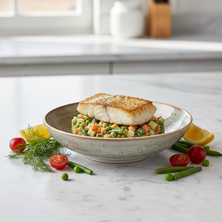 Recette Pavé de colin et macédoine au Cookeo - Plat principal Française - Photo du plat prêt à déguster