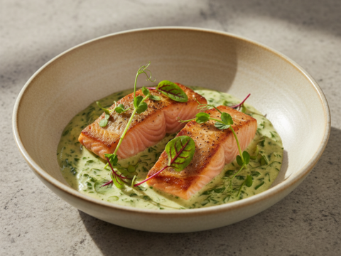 Recette Pavés de saumon à l'oseille au Cookeo - Plat principal Française - Photo du plat prêt à déguster