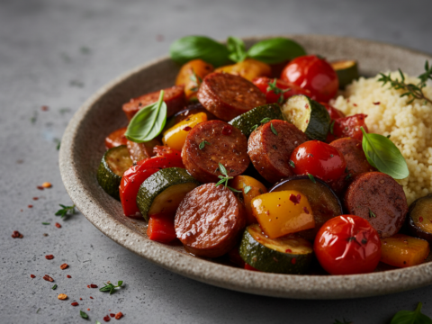 Recette Ratatouille merguez au Cookeo - Plat principal Française - Photo du plat prêt à déguster