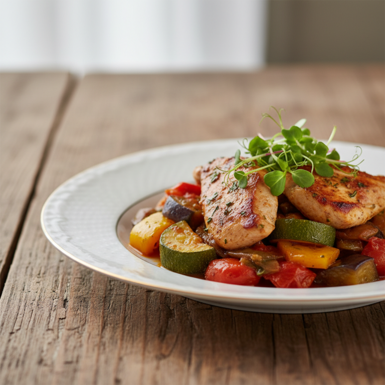 Recette Ratatouille poulet au Cookeo - Plat principal Française - Photo du plat prêt à déguster