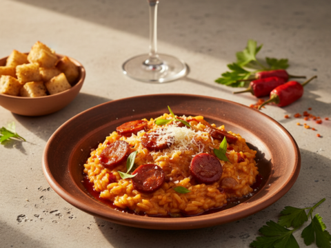 Recette Risotto au chorizo au Cookeo - Plat principal Italienne - Photo du plat prêt à déguster