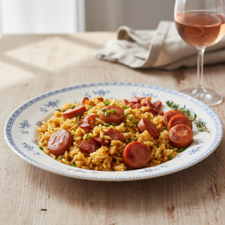 Recette Riz aux lardons et Knacki au Cookeo - Plat principal - Photo du plat prêt à déguster