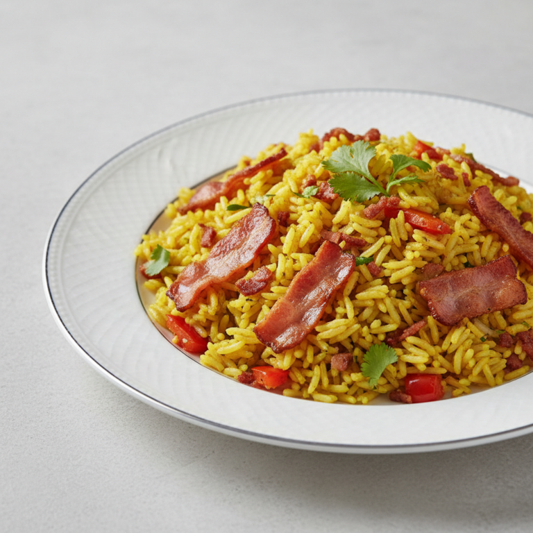 Recette Riz curry bacon au Cookeo - Plat principal Espagnole - Photo du plat prêt à déguster