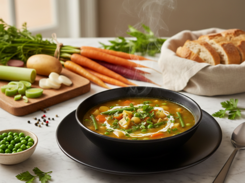 Recette Soupe de légumes au Cookeo - Entrée Française - Photo du plat prêt à déguster
