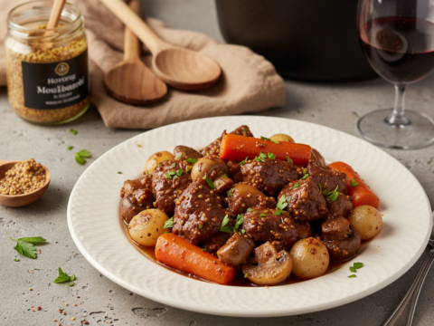 Recette Boeuf bourguignon à la moutarde au Cookeo - Plat principal Française - Photo du plat prêt à déguster