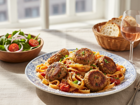 Recette Boulettes de veau pâtes au Cookeo - Photo du plat prêt à déguster