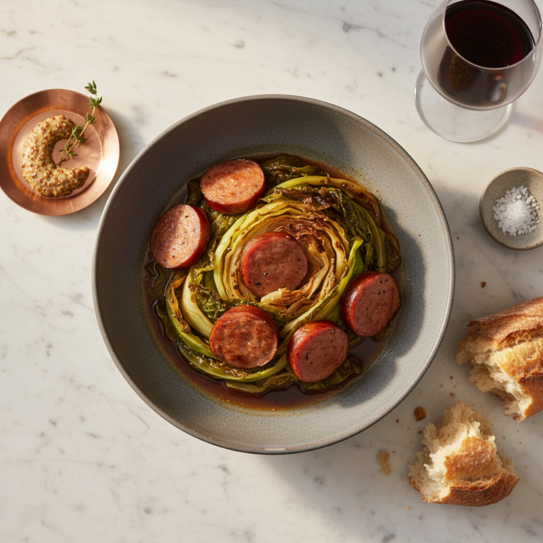 Recette Chou vert et saucisses au Cookeo - Plat principal Française - Photo du plat prêt à déguster