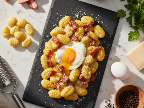 Recette Gnocchis carbonara au Cookeo - Plat principal Italienne - Photo du plat prêt à déguster