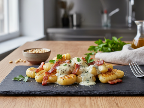 Recette Gnocchis lardons roquefort au Cookeo - Plat principal Italienne - Photo du plat prêt à déguster