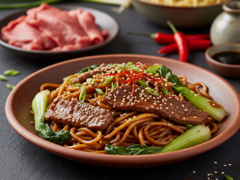 Recette Nouilles chinoises au boeuf au Cookeo - Plat principal Asiatique - Photo du plat prêt à déguster