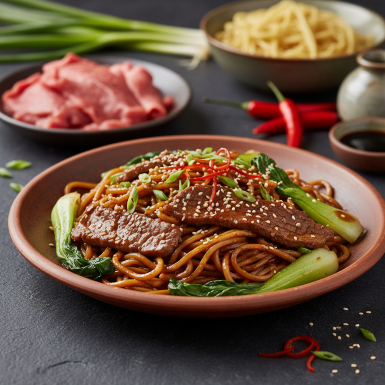 Recette Nouilles chinoises au boeuf au Cookeo - Plat principal Asiatique - Photo du plat prêt à déguster