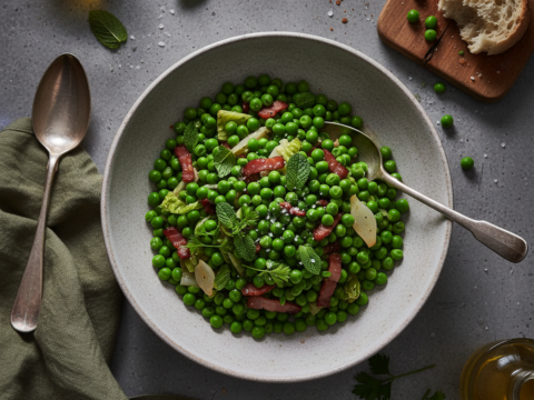 Recette Petits pois à la parisienne au Cookeo - Plat principal Française - Photo du plat prêt à déguster