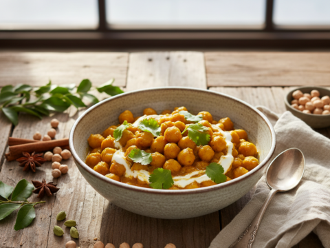 Recette Pois chiches au curry au Cookeo - Plat principal Marocaine - Photo du plat prêt à déguster