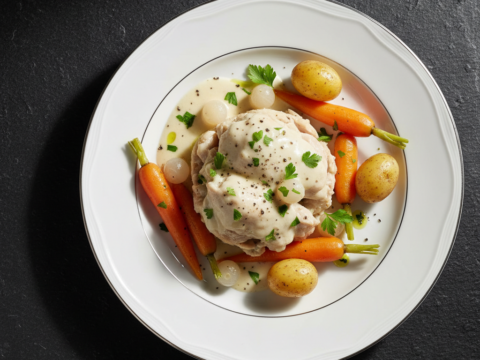 Recette Poule au blanc au Cookeo - Plat principal Française - Photo du plat prêt à déguster