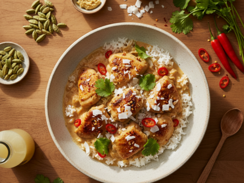 Recette Poule coco et riz au Cookeo - Plat principal Créole - Photo du plat prêt à déguster