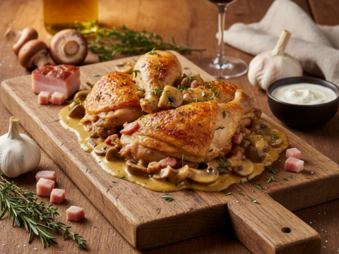 Recette Poulet à l'auvergnate au Cookeo - Plat principal Française - Photo du plat prêt à déguster