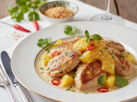 Recette Poulet ananas coco au Cookeo - Plat principal Créole - Photo du plat prêt à déguster