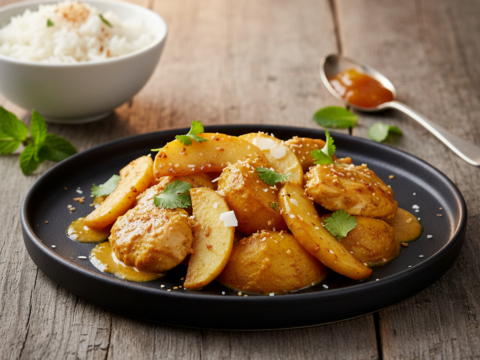 Recette Poulet au curry et pommes au Cookeo - Plat principal Créole - Photo du plat prêt à déguster