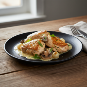 Recette Poulet au vin blanc au Cookeo - Plat principal Française - Photo du plat prêt à déguster