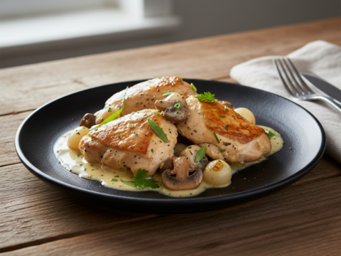 Recette Poulet au vin blanc au Cookeo - Plat principal Française - Photo du plat prêt à déguster