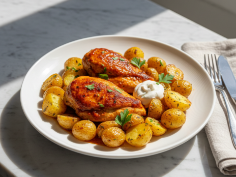 Recette Poulet paprika et pommes de terre au Cookeo - Plat principal Française - Photo du plat prêt à déguster