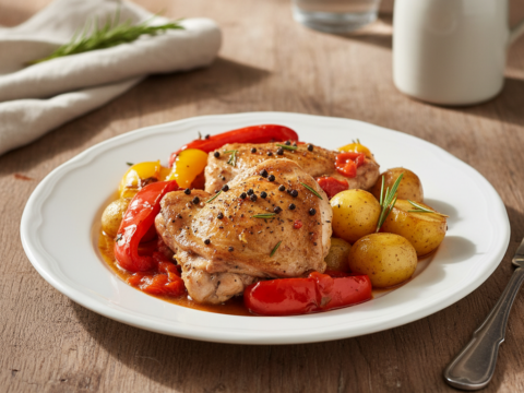 Recette Poulet poivron pommes de terre au Cookeo - Plat principal Française - Photo du plat prêt à déguster