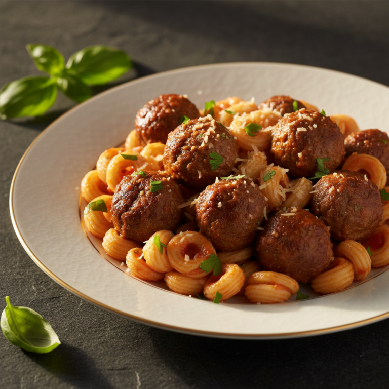 Recette Coquillettes aux boulettes de boeuf au Cookeo - Plat principal Française - Photo du plat prêt à déguster