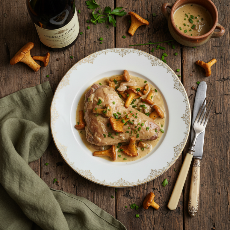 Recette Lapin Riesling et girolles au Cookeo - Plat principal Française - Photo du plat prêt à déguster