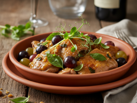 Recette Lapin cidre raisin basilic au Cookeo - Plat principal Française - Photo du plat prêt à déguster