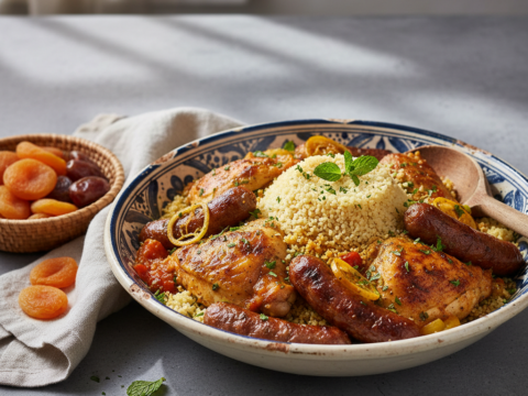Recette Couscous poulet merguez au Cookeo - Plat principal Marocaine - Photo du plat prêt à déguster