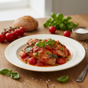 Lapin tomates basilic