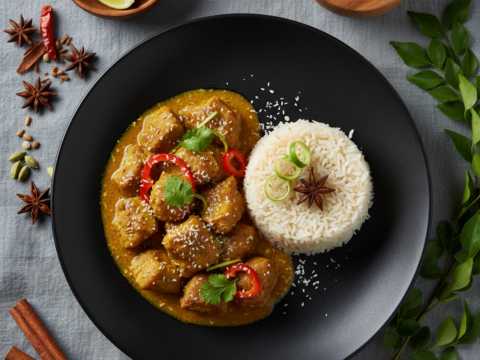 Recette Colombo de sauté de porc au Cookeo - Plat principal Créole - Photo du plat prêt à déguster