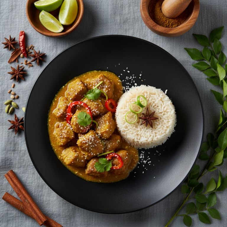 Recette Colombo de sauté de porc au Cookeo - Plat principal Créole - Photo du plat prêt à déguster