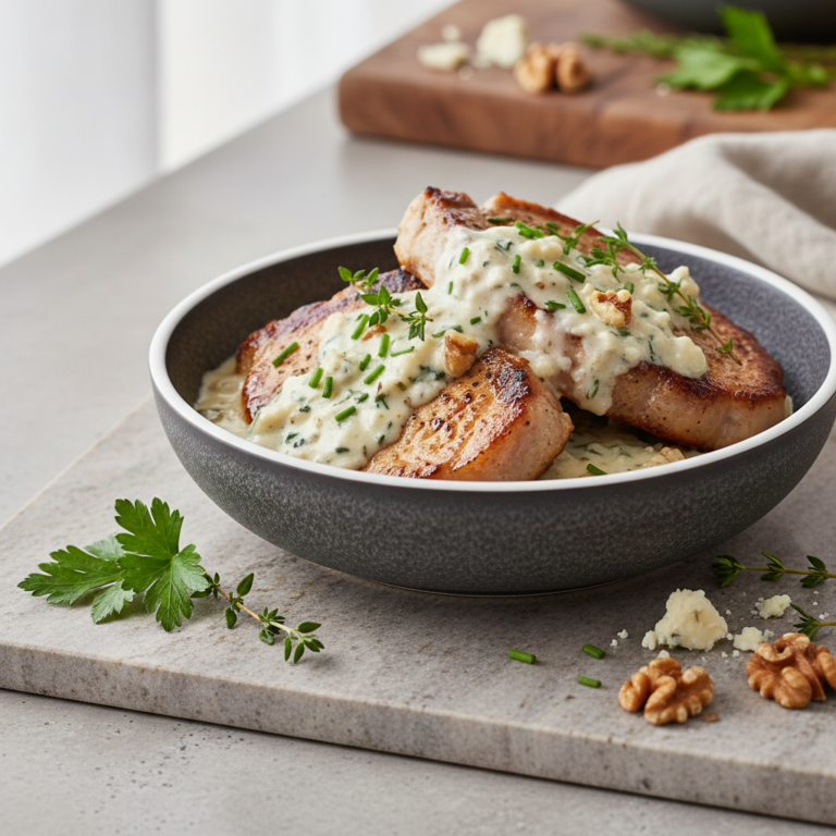 Recette Côtes de porc roquefort au Cookeo - Plat principal Française - Photo du plat prêt à déguster