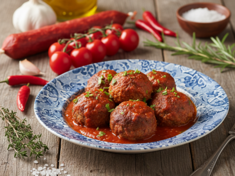 Recette Boulettes de viande au chorizo au Cookeo - Plat principal Espagnole - Photo du plat prêt à déguster