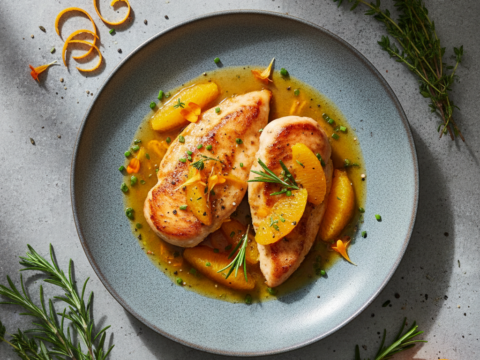 Recette Blancs de poulet sauce à l'orange au Cookeo - Plat principal Française - Photo du plat prêt à déguster