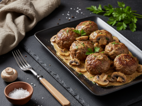 Recette Boulettes de bœuf aux champignons au Cookeo - Plat principal Française - Photo du plat prêt à déguster