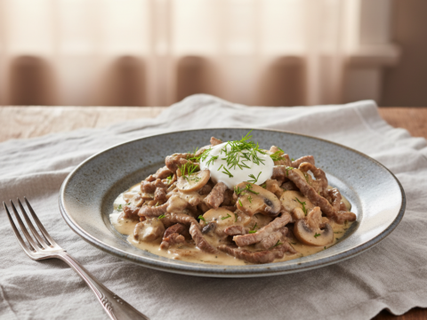 Recette Boeuf stroganoff au Cookeo - Photo du plat prêt à déguster