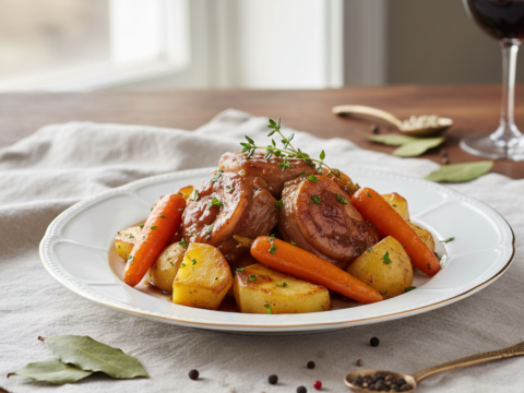 Recette Joue de porc pomme de terre carottes au Cookeo - Plat principal Française - Photo du plat prêt à déguster