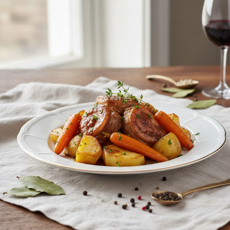 Recette Joue de porc pomme de terre carottes au Cookeo - Plat principal Française - Photo du plat prêt à déguster
