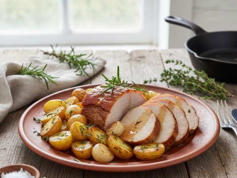 Recette Rôti de porc pommes de terre au Cookeo - Plat principal Française - Photo du plat prêt à déguster