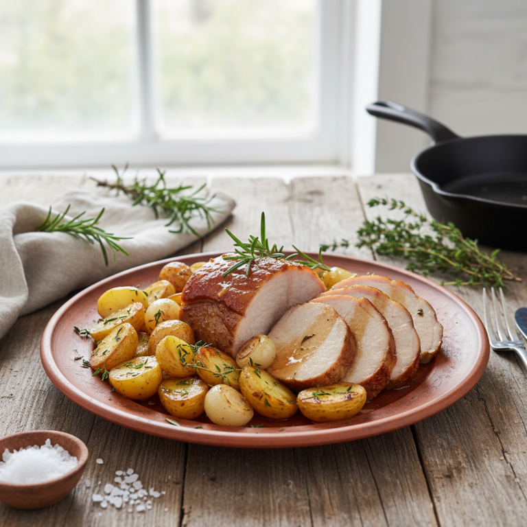 Recette Rôti de porc pommes de terre au Cookeo - Plat principal Française - Photo du plat prêt à déguster