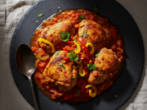 Recette Poulet basquaise au Cookeo - Plat principal Française - Photo du plat prêt à déguster