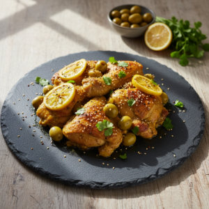 Tajine de poulet olives et citron