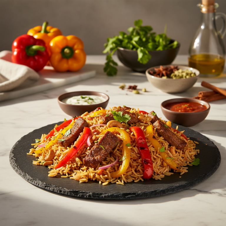 Recette Boeuf Biryani aux Poivrons au Cookeo - Plat principal Indienne - Photo du plat prêt à déguster